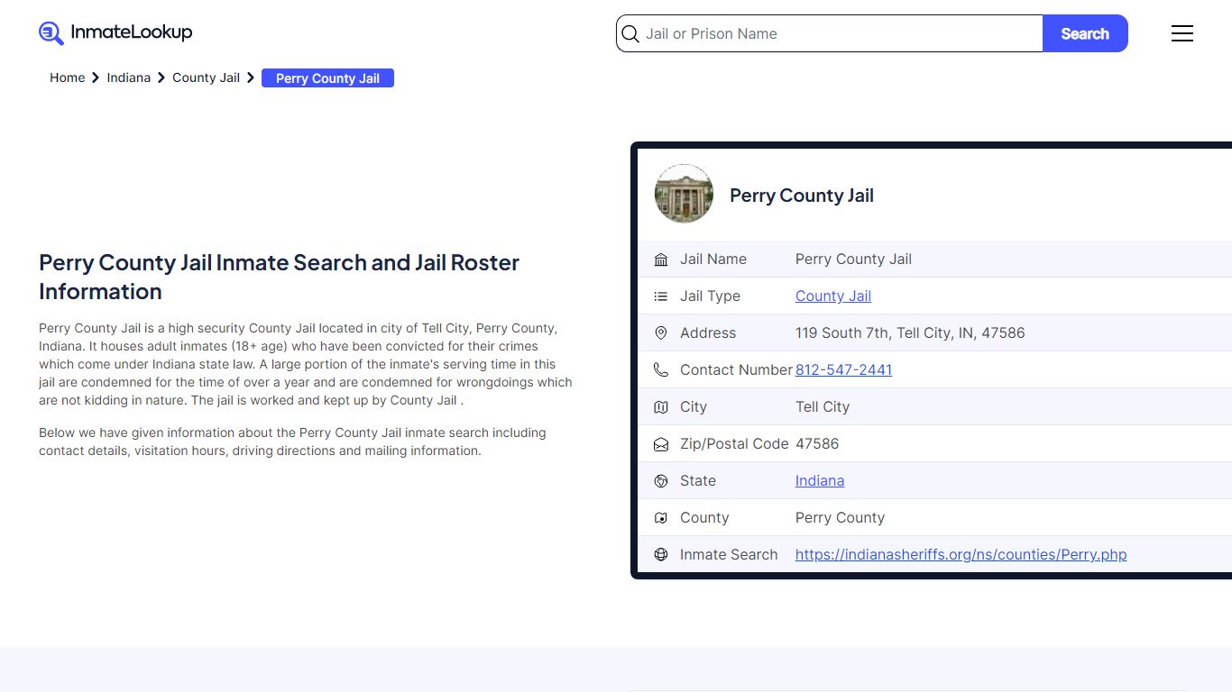 Perry County Jail Inmate Search and Jail Roster Information - Inmate Lookup